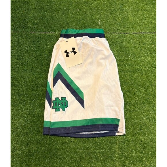 Notre Dame Fighting Irish shorts mens XL white green under armour basketball 8 - Picture 1 of 11